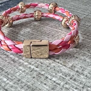 Napier Pink and Gold Braided Bracelet Size 6